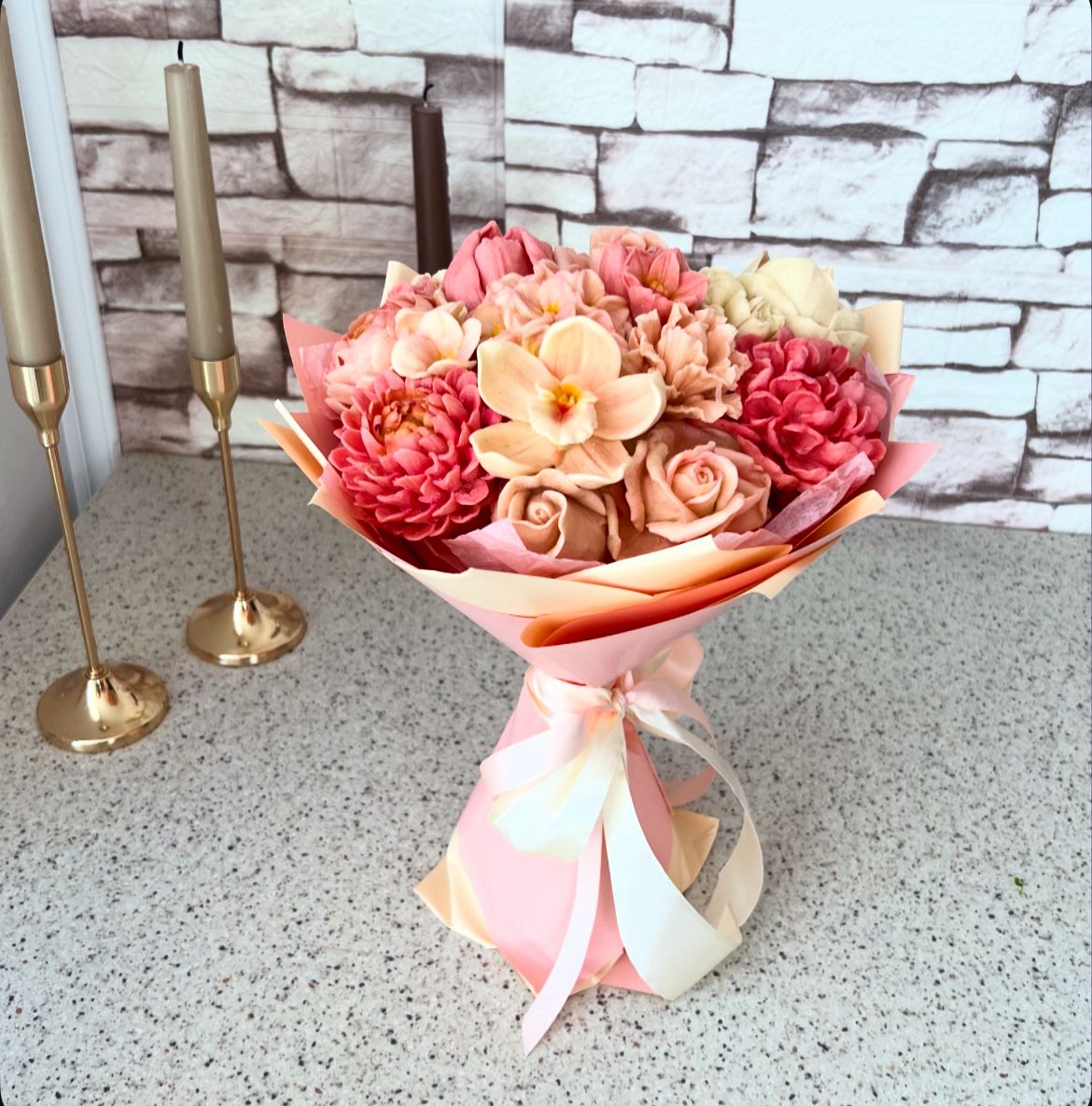 Peach Blossom Mellow buchet pastel piersică